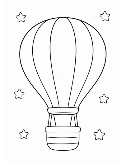 Simple Hot Air Balloon With Tiny Stars printable coloring page from the adult coloring pages collection
