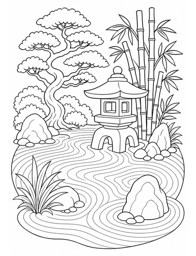 Zen Garden Pattern printable coloring page from the adult coloring pages collection