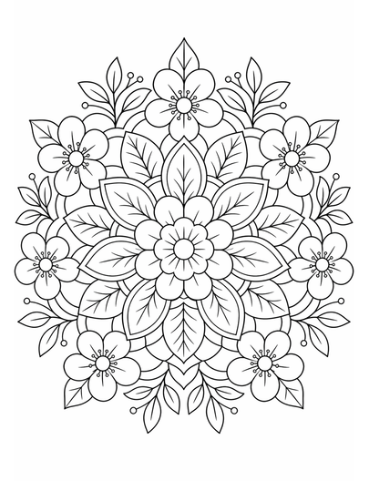Botanical Mandala printable coloring page from the adult coloring pages collection