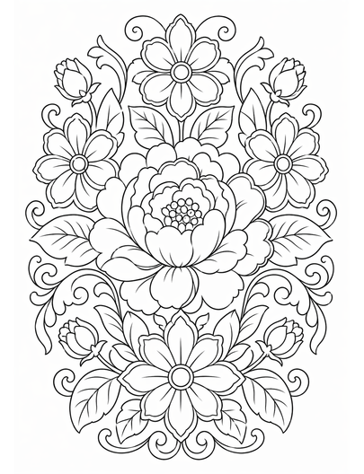 Ornate Flower Pattern printable coloring page from the adult coloring pages collection