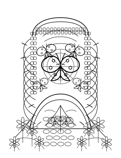 Butterfly Mosaic Archway Garden printable coloring page from the butterfly coloring pages collection