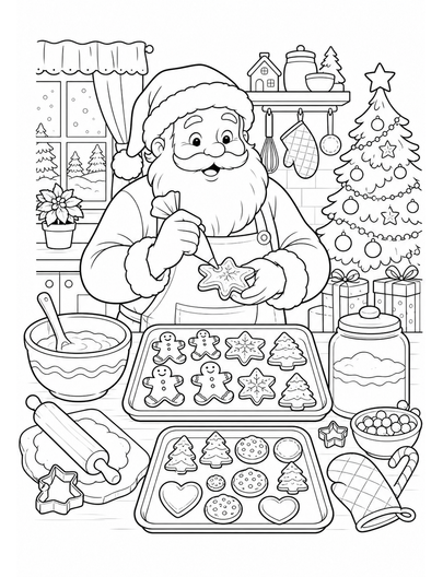 Christmas Bakery Kitchen With Cookie Trays printable coloring page from the christmas coloring pages collection