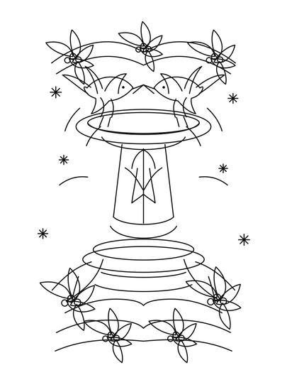 Christmas Birdbath With Cardinals And Holly printable coloring page from the christmas coloring pages collection