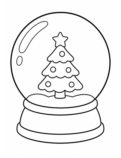 Snow Globe With A Tiny Christmas Tree printable coloring page from the christmas coloring pages collection