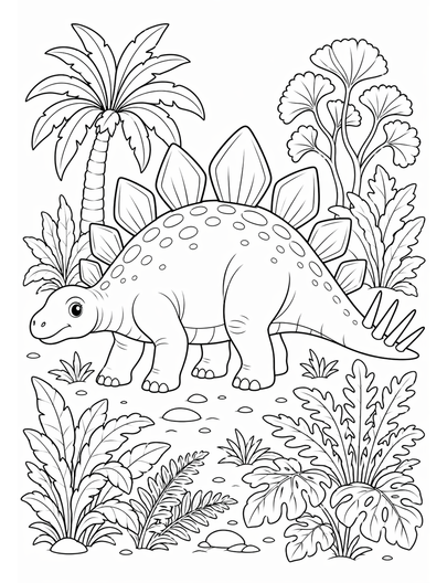 Stegosaurus Plants printable coloring page from the dinosaur coloring pages collection