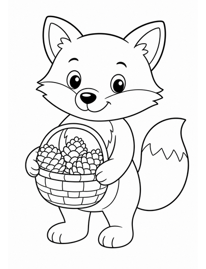 Fox Carrying A Basket Of Pinecones printable coloring page from the fall coloring pages collection