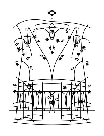 Jasmine Balcony With Hanging Lanterns printable coloring page from the flower coloring pages collection