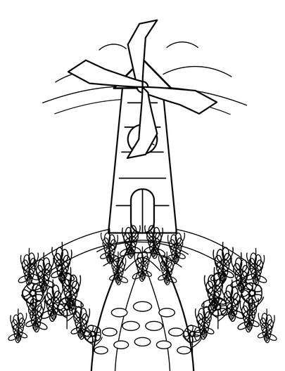 Lavender Windmill Garden Path printable coloring page from the flower coloring pages collection
