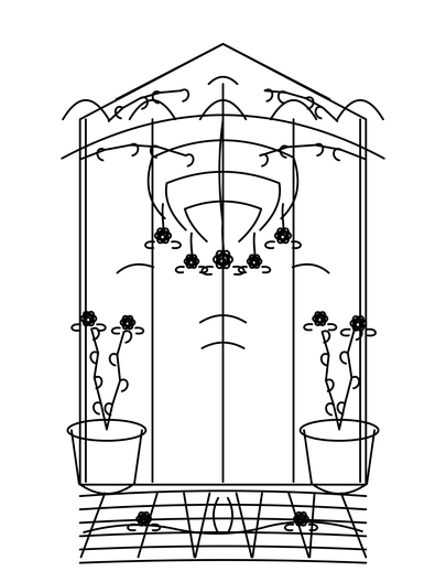 Rose Chandelier In A Glass Garden printable coloring page from the flower coloring pages collection