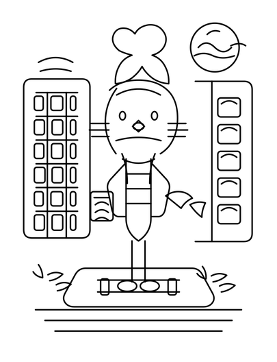 Hello Kitty In A Seaside Postcard Shop printable coloring page from the hello kitty coloring pages collection