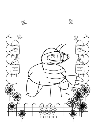 Horse Beekeeper At A Sunflower Apiary printable coloring page from the horse coloring pages collection
