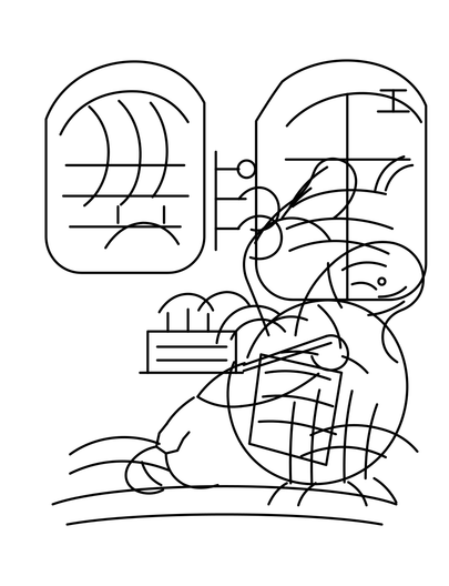 Horse Glassblower In A Coastal Studio printable coloring page from the horse coloring pages collection