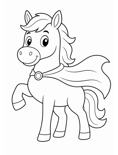 Horse Wearing A Superhero Cape printable coloring page from the horse coloring pages collection