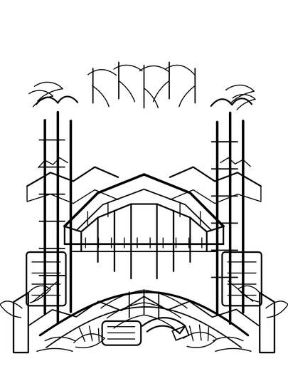 Minecraft Bamboo Bridge Over Jungle River printable coloring page from the minecraft coloring pages collection