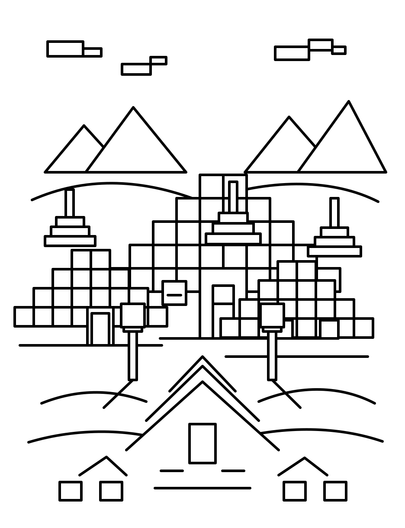 Minecraft Frosted Igloo Village printable coloring page from the minecraft coloring pages collection