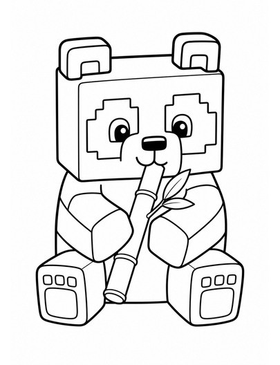 Minecraft Panda Eating Bamboo printable coloring page from the minecraft coloring pages collection