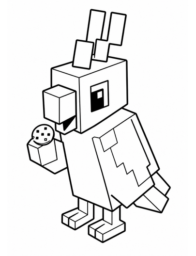 Minecraft Parrot With A Tiny Cookie printable coloring page from the minecraft coloring pages collection