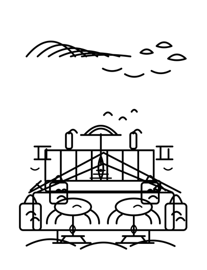 Rainbow Over A Rooftop Garden Cafe printable coloring page from the rainbow coloring page collection