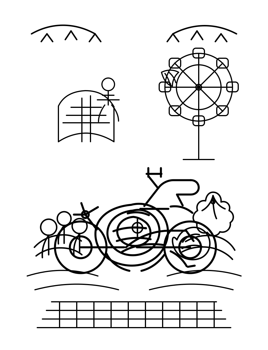 Seashell Scooter At The Summer Carnival printable coloring page from the summer coloring pages collection