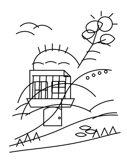 Summer Kite Shop By The Dune Path printable coloring page from the summer coloring pages collection